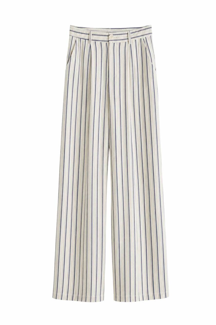 NEW SELF CONTRAST women's caroline wide-leg pants in blue stripe